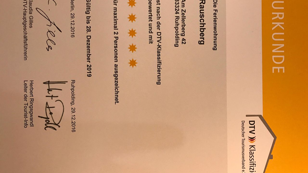 Klassifizierung Fewo Rauschberg Klassifizierung Fewo Rauschberg